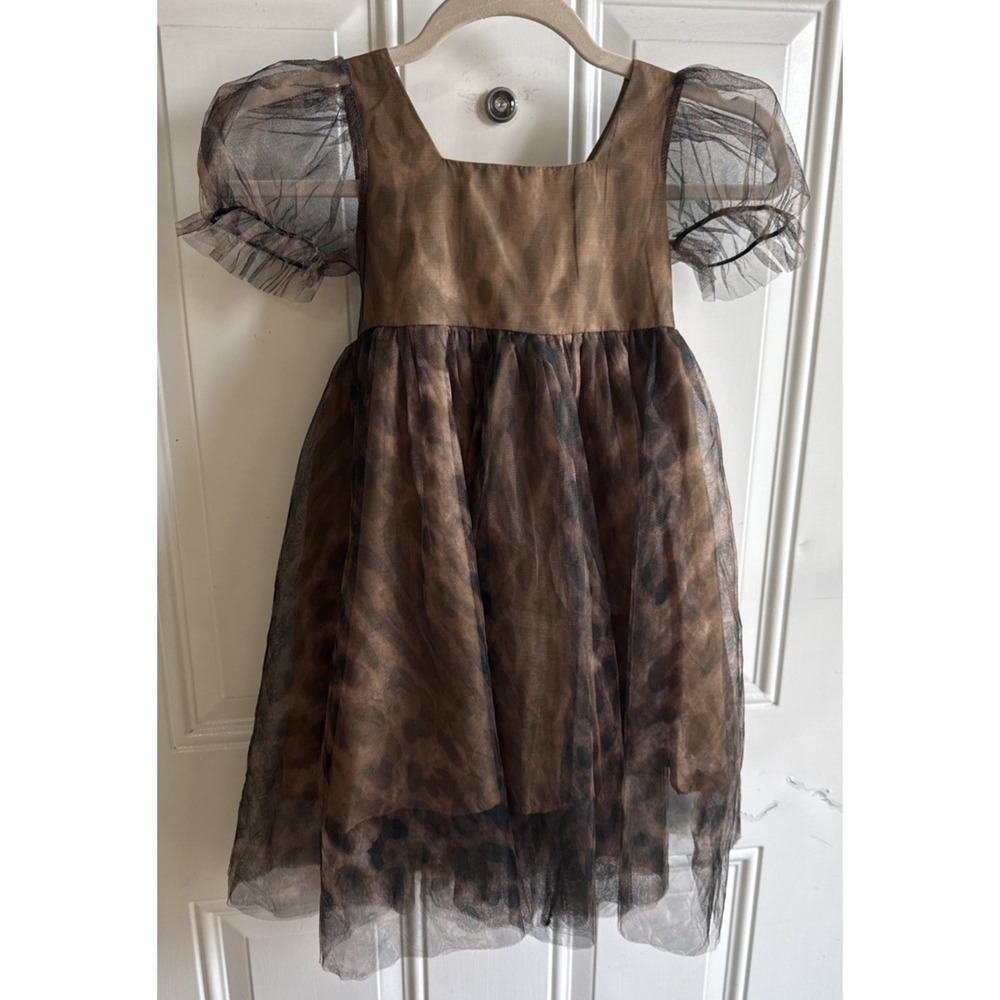 Lola + The Boys Girls Tutu Dress Brown Black Ruffle Sleeve Size 5